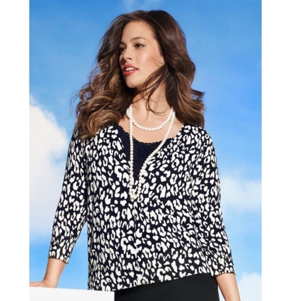LANE BRYANT Leopard Print Cardigan Sweater